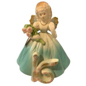 Josef Original "16 Years Old" Porcelain Birthday Angel Girl Figurine Blue 6"h Ta